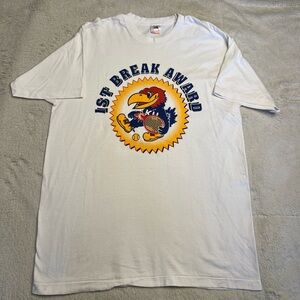 Vintage 90s Fruit Of The Loom NCAA Kansas Jayhawks Tennis T Shirt Mens XL Vtg
